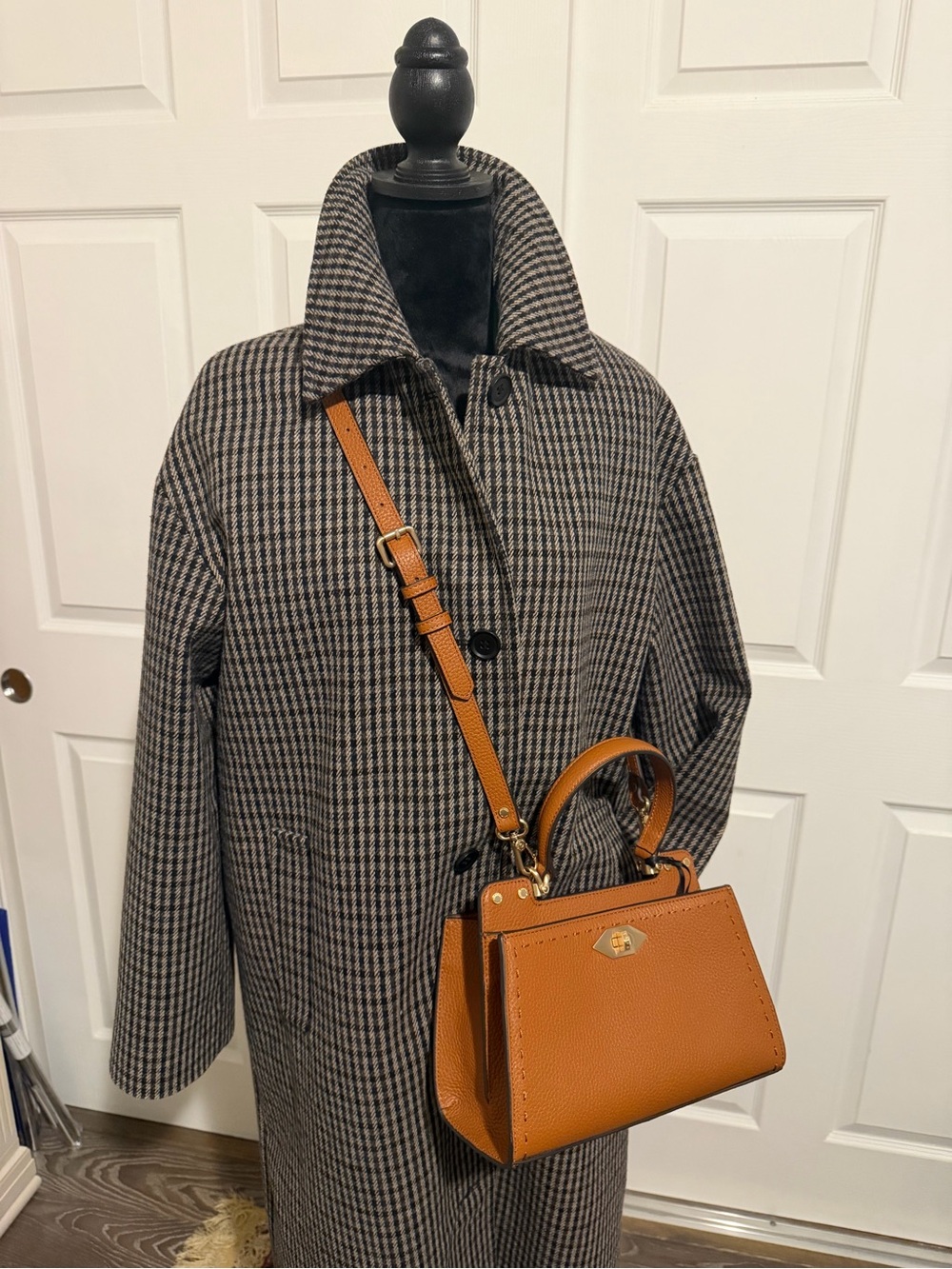 Wool-blend houndstooth car coat H&M oversized